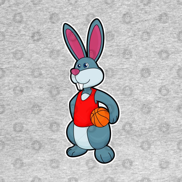 Rabbit as Basketball player with Basketball by Markus Schnabel